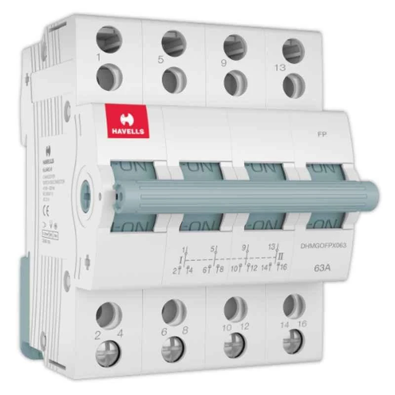Havells 63A 4 Pole Higher Rating MCB FP Changeover Switch, DHMGOFPX063 3 Havells 63A 4 Pole Higher Rating MCB FP Changeover Switch, DHMGOFPX063